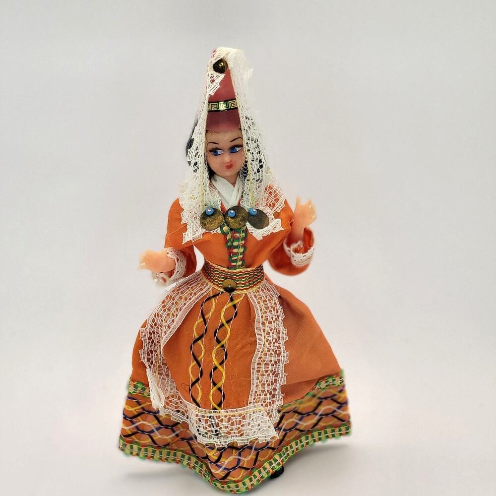 Vintage Greek Doll in Traditional Dress, Vintage Greece Folk Doll